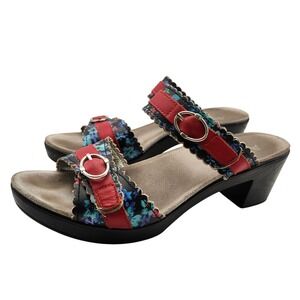 Alegria By PG Lite Women's Floral Mary Jane Block Heel Sandals Sz 9